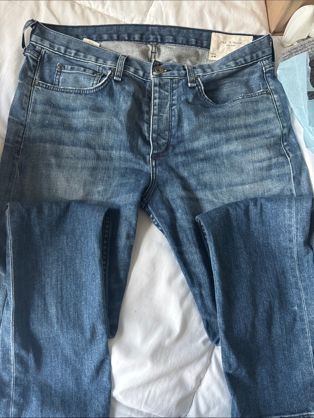 rag & bone Men's Dark Blue Fit 2 Slim Jeans 34/33